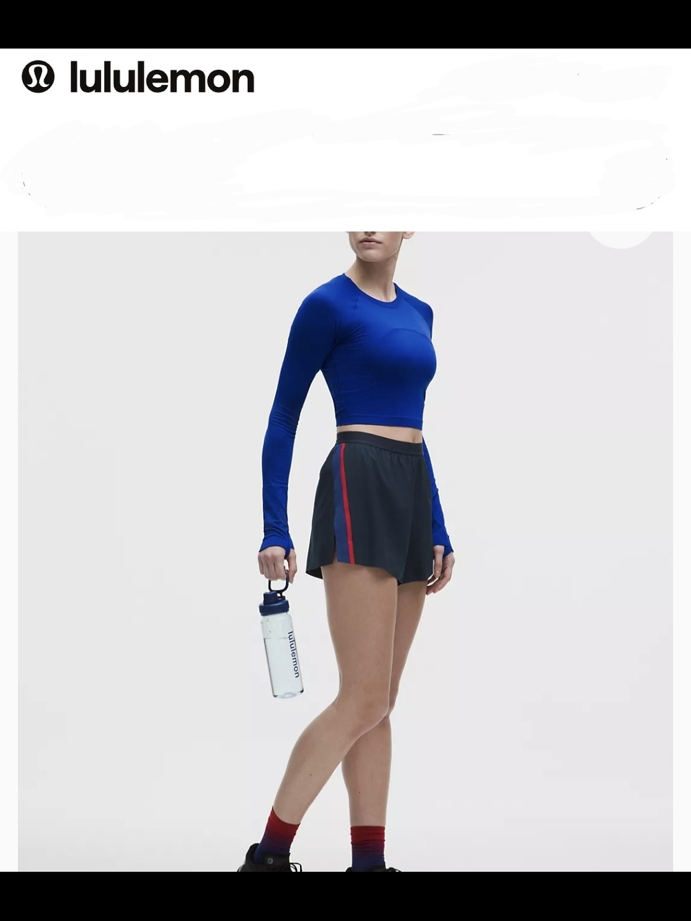 lululemon athletica Black Shorts with Red Stripe